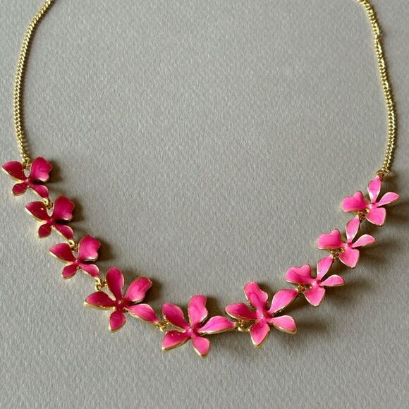 Pink Floral Necklace A835 - Picture 3 of 4
